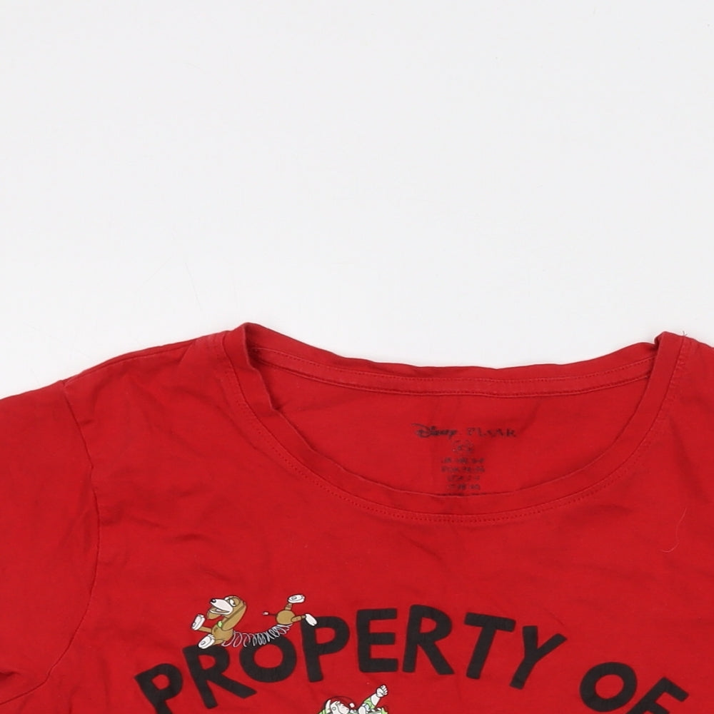 Womens UK Size XS Disney Red Basic T-Shirt
