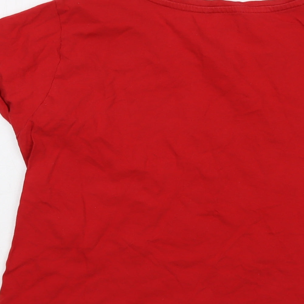 Womens UK Size XS Disney Red Basic T-Shirt