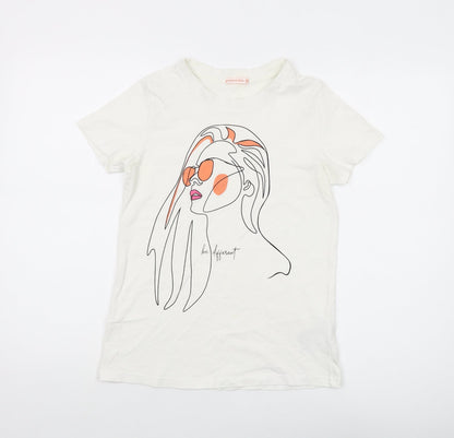 Stitch & Soul Womens White Cotton Basic T-Shirt Size XS Crew Neck