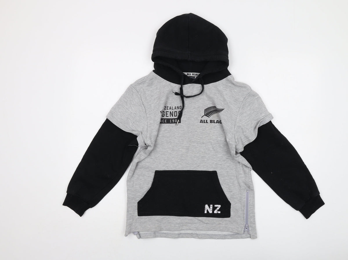 All Blacks Boys Grey Polyester Pullover Hoodie Size 9 Years Pullover