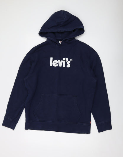 Mens UK Size M Levi's Blue Pullover Hoodie