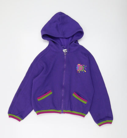 DASH Girls Purple Polyester Full Zip Hoodie Size 8-9 Years Zip