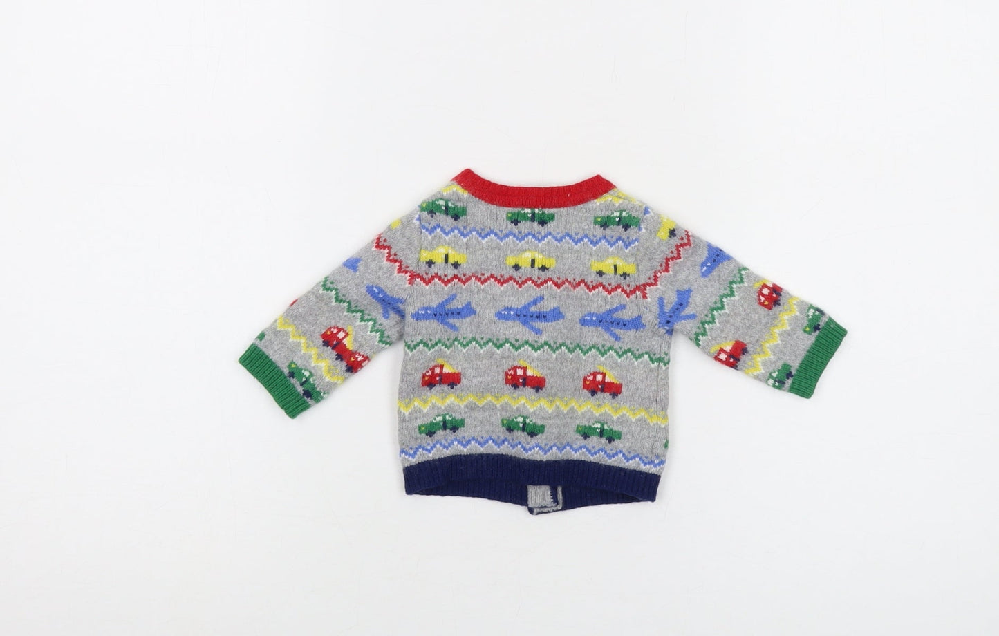 Bodsen Boys Grey Geometric Polyamide Cardigan Jumper Size 0-3 Months Button
