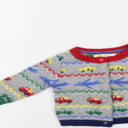 Bodsen Boys Grey Geometric Polyamide Cardigan Jumper Size 0-3 Months Button