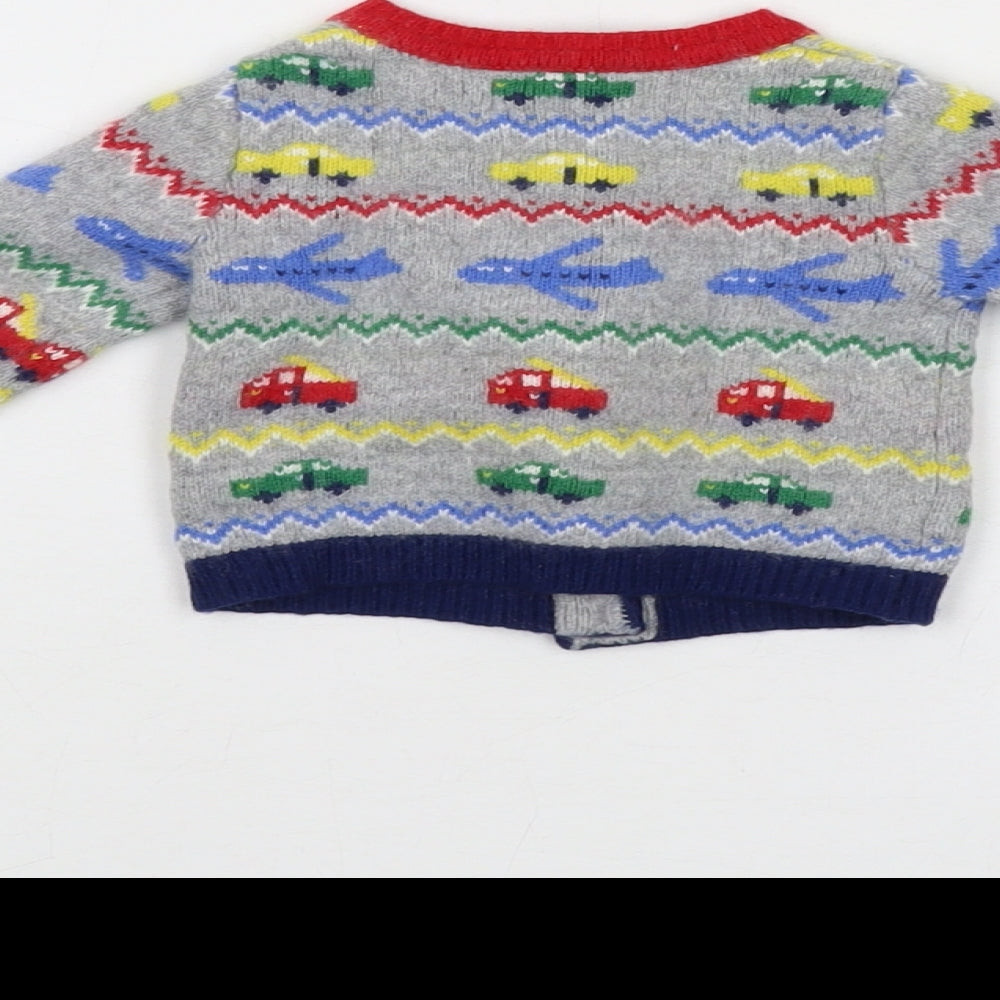 Bodsen Boys Grey Geometric Polyamide Cardigan Jumper Size 0-3 Months Button