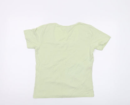 Paul Costelloe Womens Green Viscose Basic T-Shirt Size L Round Neck