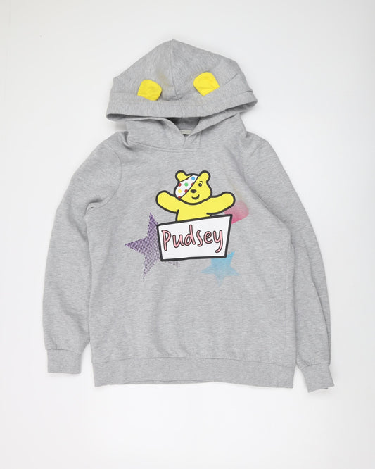 Womens UK Size 14 Pudsey Grey Pullover Hoodie