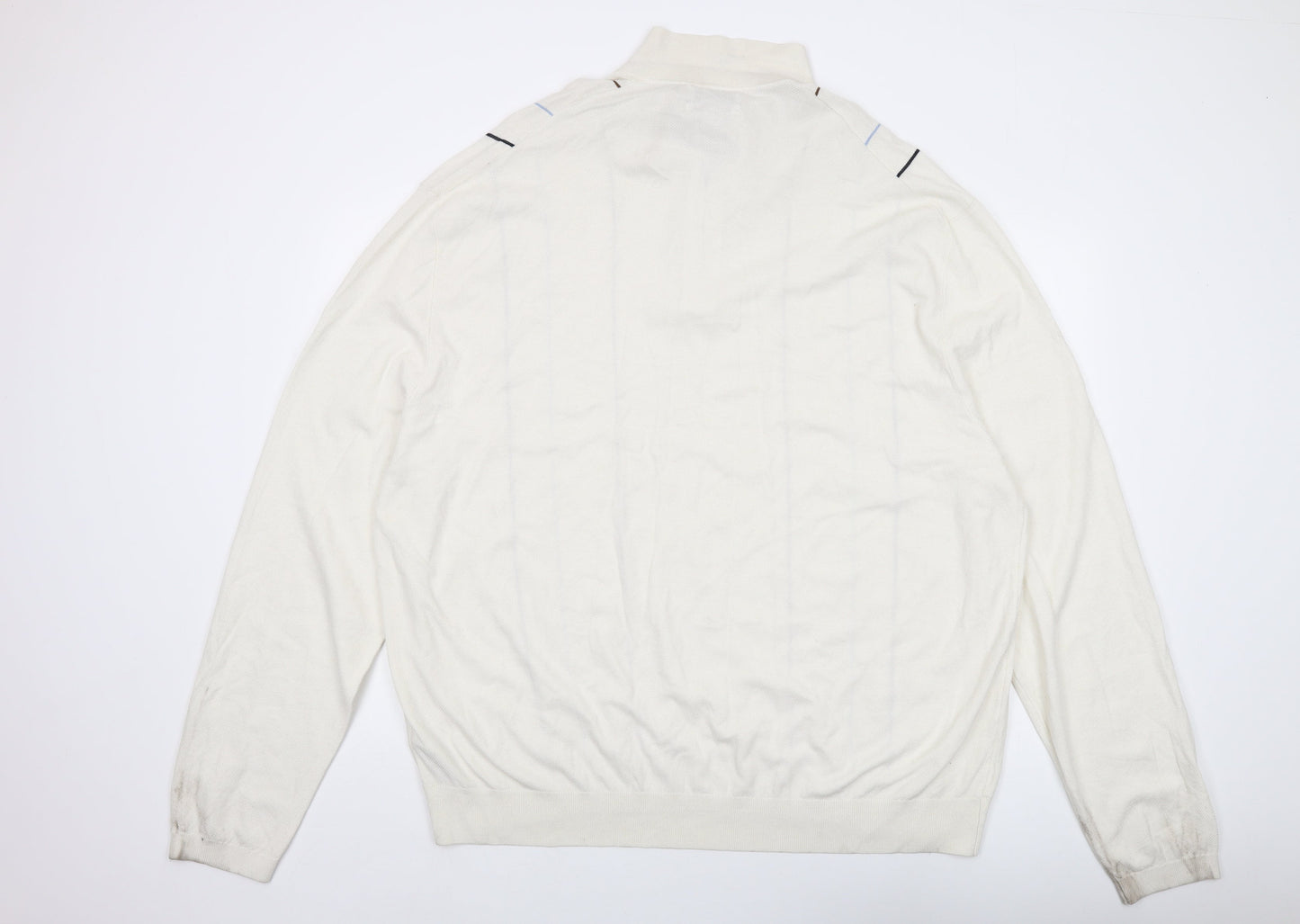 Autograph Mens Ivory Collared Viscose Pullover Jumper Size 4XL Long Sleeve