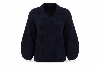 Lineamaglia Womens Blue V-Neck Acrylic Pullover Jumper Size M