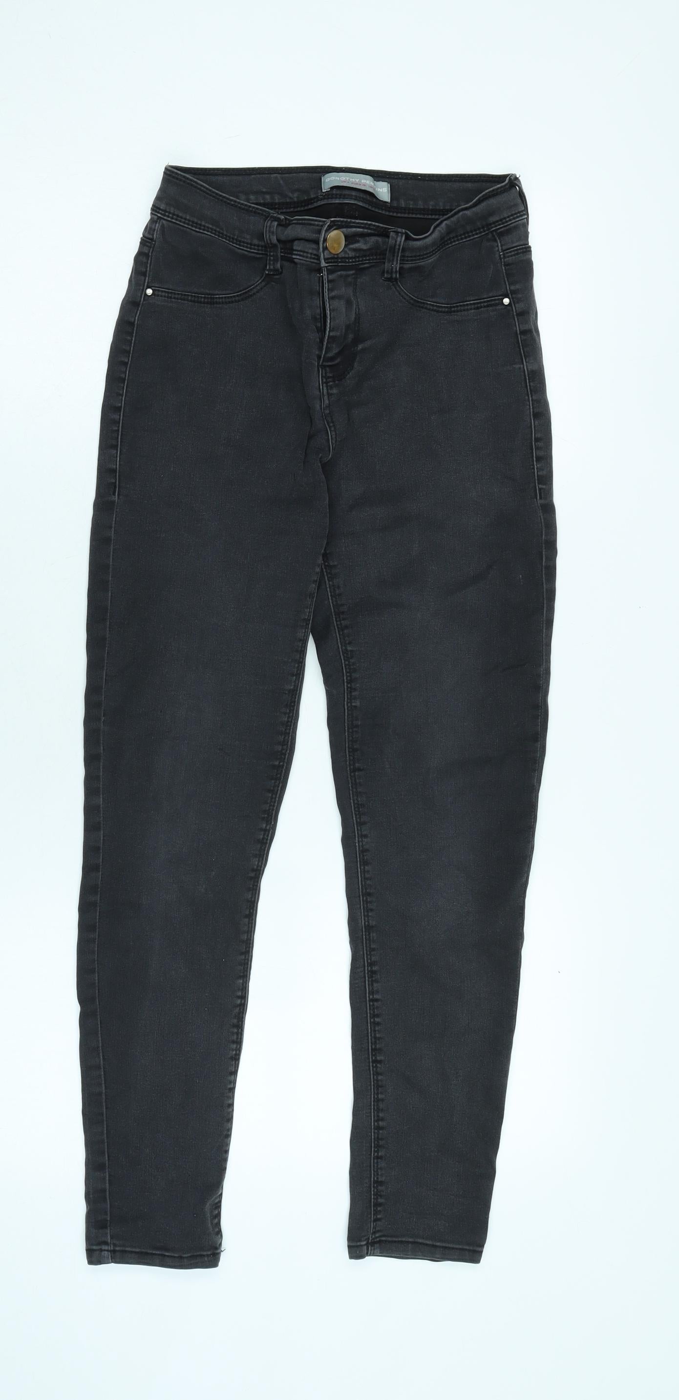 Dorothy Perkins Womens Grey Cotton Blend Tapered Jeans Size 4 L26.5 in Regular Zip