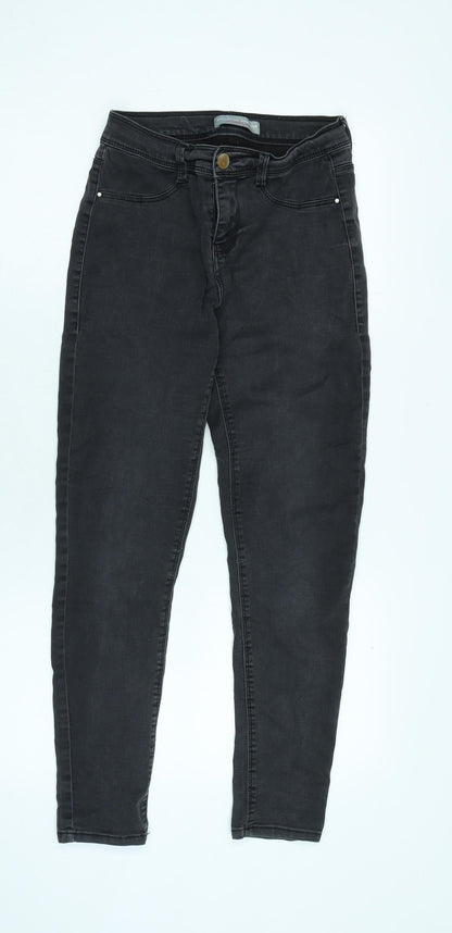 Dorothy Perkins Womens Grey Cotton Blend Tapered Jeans Size 4 L26.5 in Regular Zip