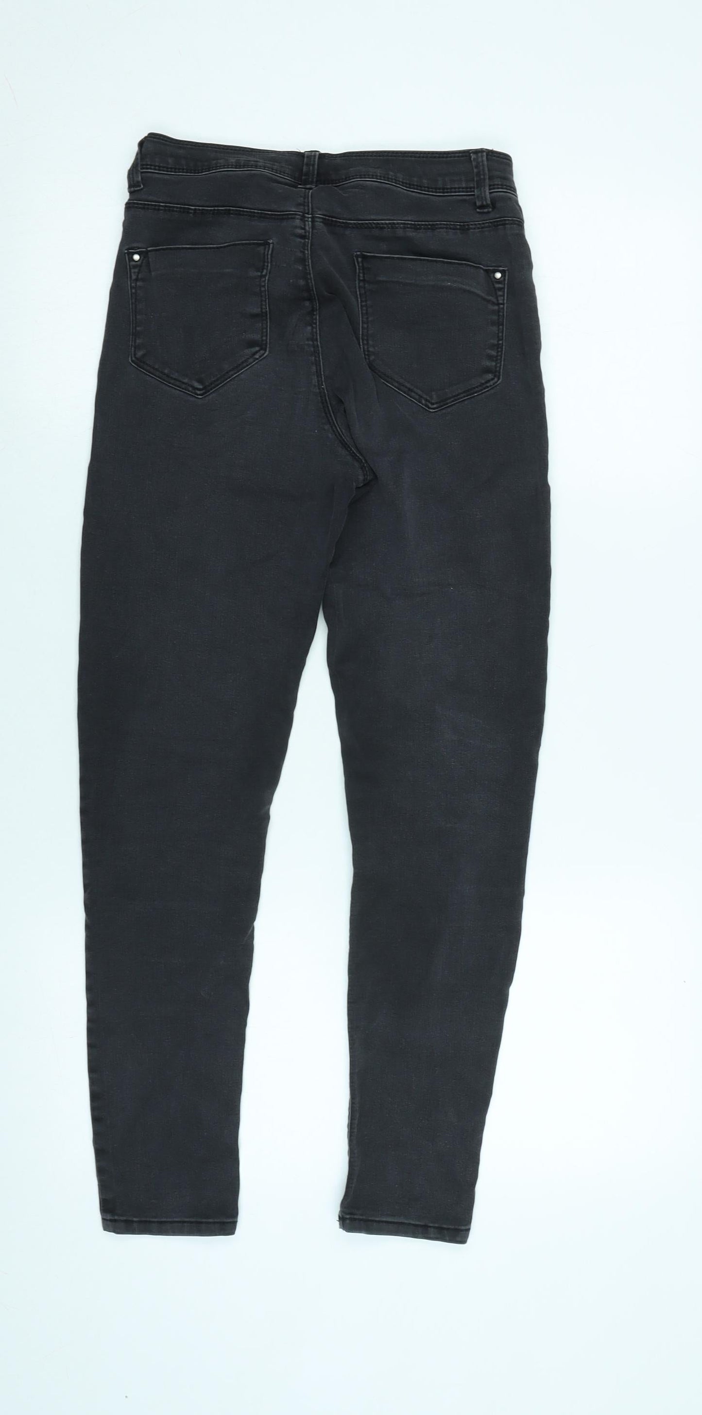 Dorothy Perkins Womens Grey Cotton Blend Tapered Jeans Size 4 L26.5 in Regular Zip