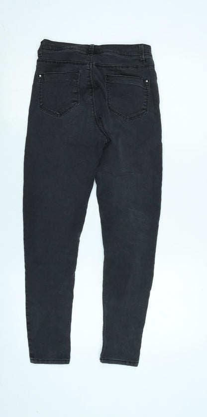 Dorothy Perkins Womens Grey Cotton Blend Tapered Jeans Size 4 L26.5 in Regular Zip