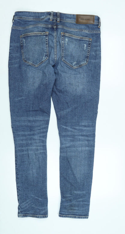 Mens UK Size 32 in River Island Mens Regular Fit Tapered Blue Jeans