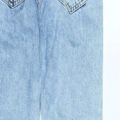 New Look Womens Blue Cotton Straight Jeans Size 6 L25 in Regular Zip - Raw Hem