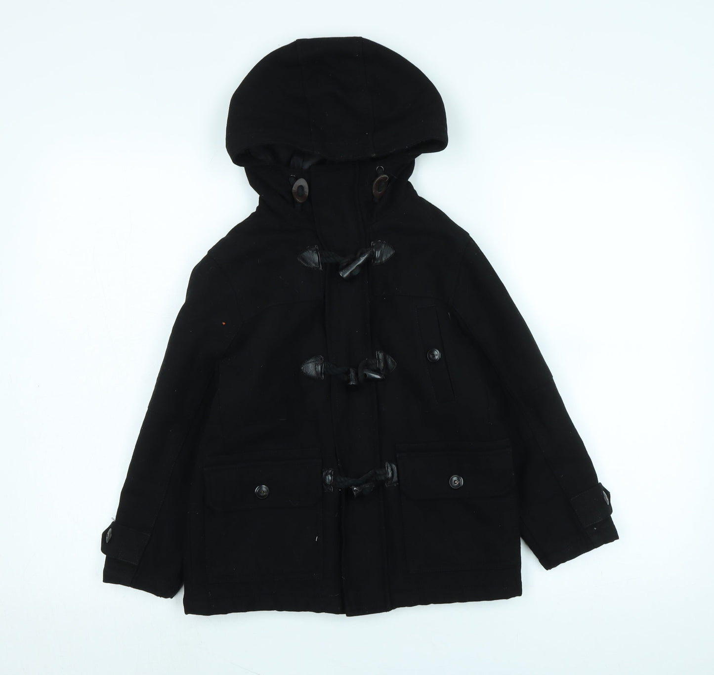 NEXT Boys Black Duffle Coat Coat Size 6 Years Zip
