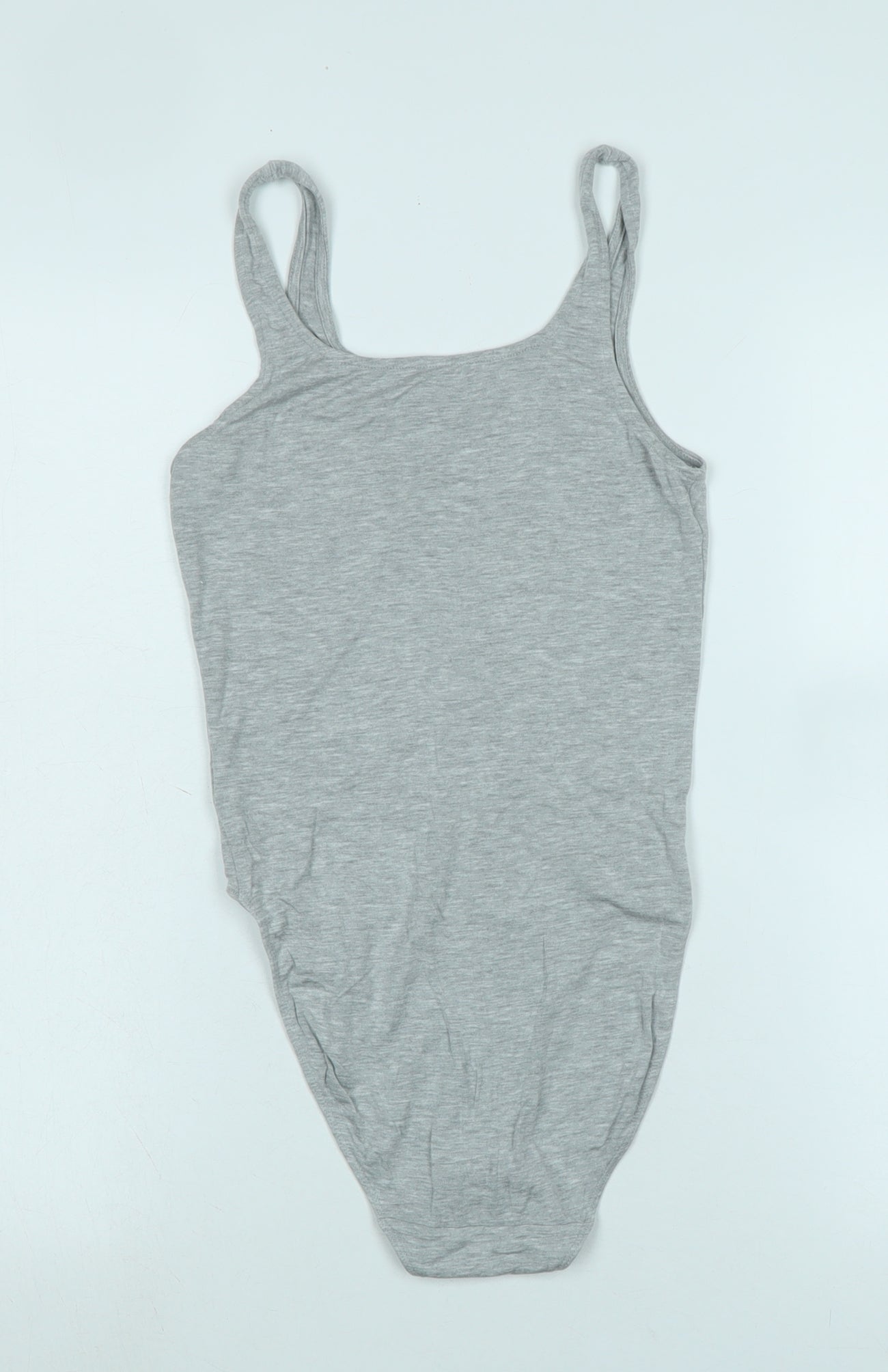 Marks and Spencer Womens Grey Cotton Blend Basic Tank Size 10 Scoop Neck Snap