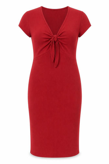 Miss Selfridge Womens Red Polyester Bodycon Size 14 V-Neck Pullover