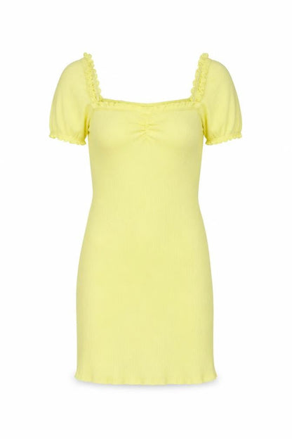 Miss Selfridge Womens Yellow Polyester Bodycon Size 12 Square Neck Pullover