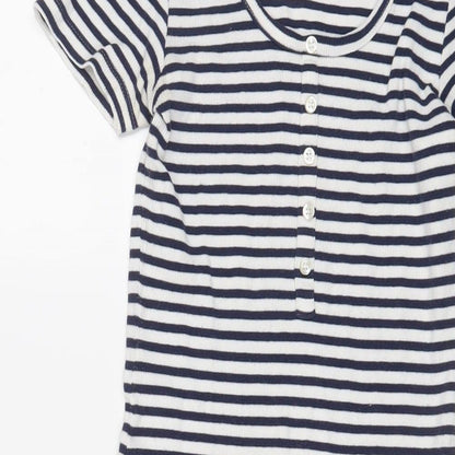 Brave Soul Womens Blue Striped Cotton Bodycon Size S Scoop Neck Pullover