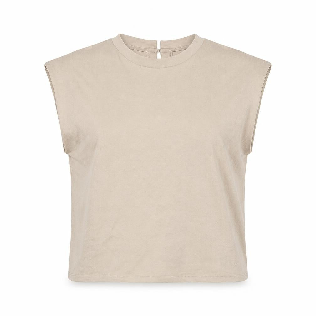 Womens UK Size S Zara Beige Basic T-Shirt