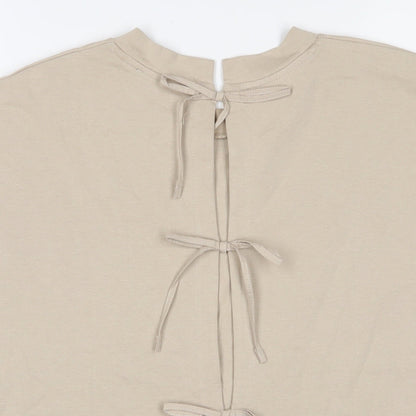 Womens UK Size S Zara Beige Basic T-Shirt