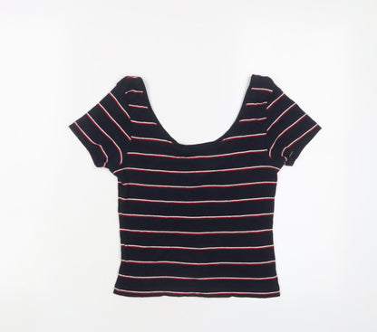 Womens UK Size S Pull&Bear Blue Basic T-Shirt