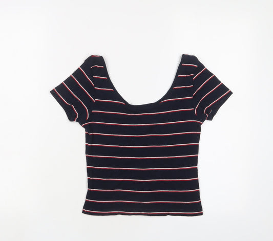 Womens UK Size S Pull&Bear Blue Basic T-Shirt