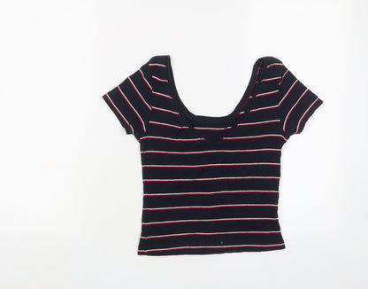 Womens UK Size S Pull&Bear Blue Basic T-Shirt