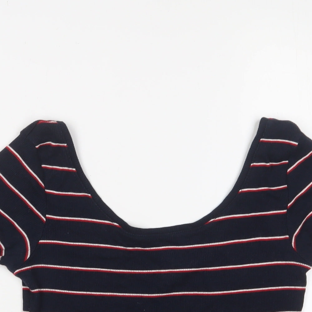Womens UK Size S Pull&Bear Blue Basic T-Shirt