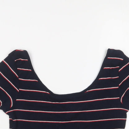 Womens UK Size S Pull&Bear Blue Basic T-Shirt