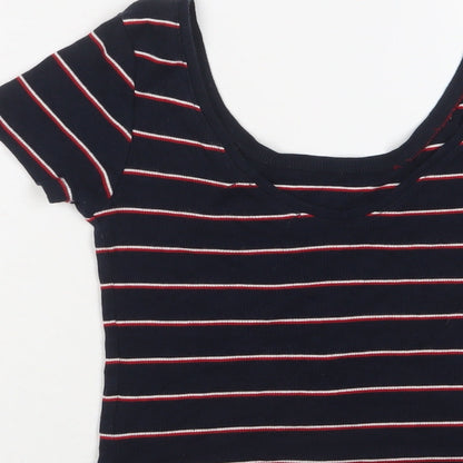 Womens UK Size S Pull&Bear Blue Basic T-Shirt