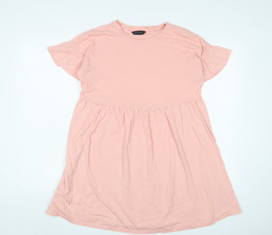 New Look Womens Pink Cotton T-Shirt Dress Size 8 Crew Neck Pullover