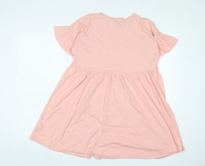 New Look Womens Pink Cotton T-Shirt Dress Size 8 Crew Neck Pullover