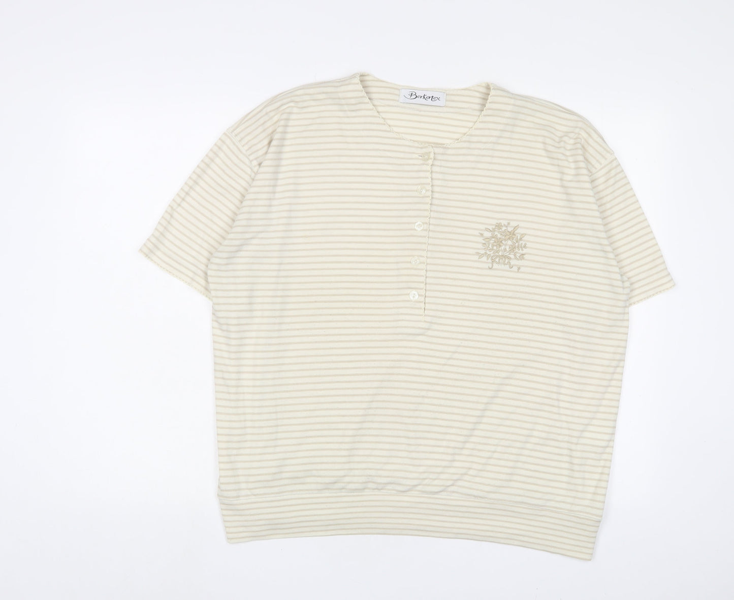 Womens UK Size 18 Berkertex Ivory Basic T-Shirt