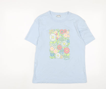 Womens UK Size 2XS Monki Blue Basic T-Shirt