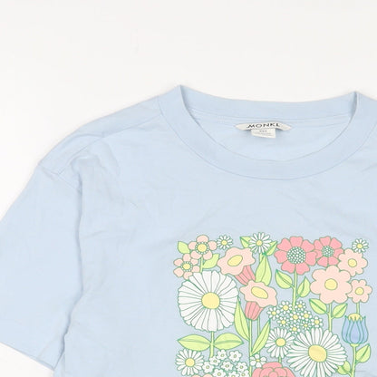 Womens UK Size 2XS Monki Blue Basic T-Shirt