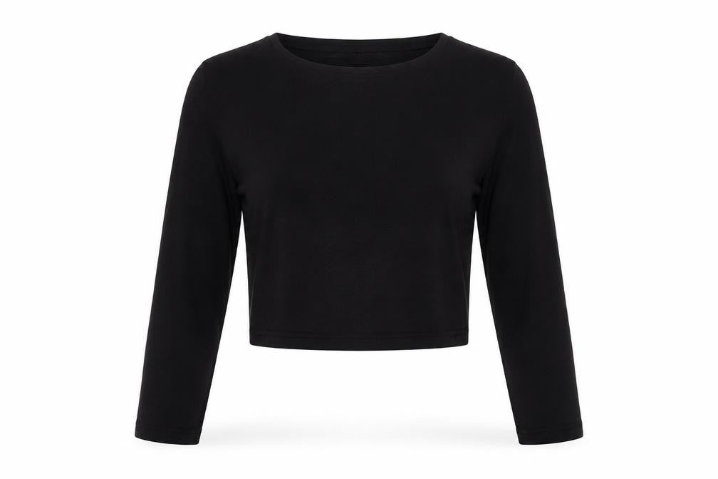 Womens UK Size 14 New Look Black Cropped T-Shirt