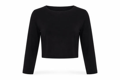 Womens UK Size 14 New Look Black Cropped T-Shirt