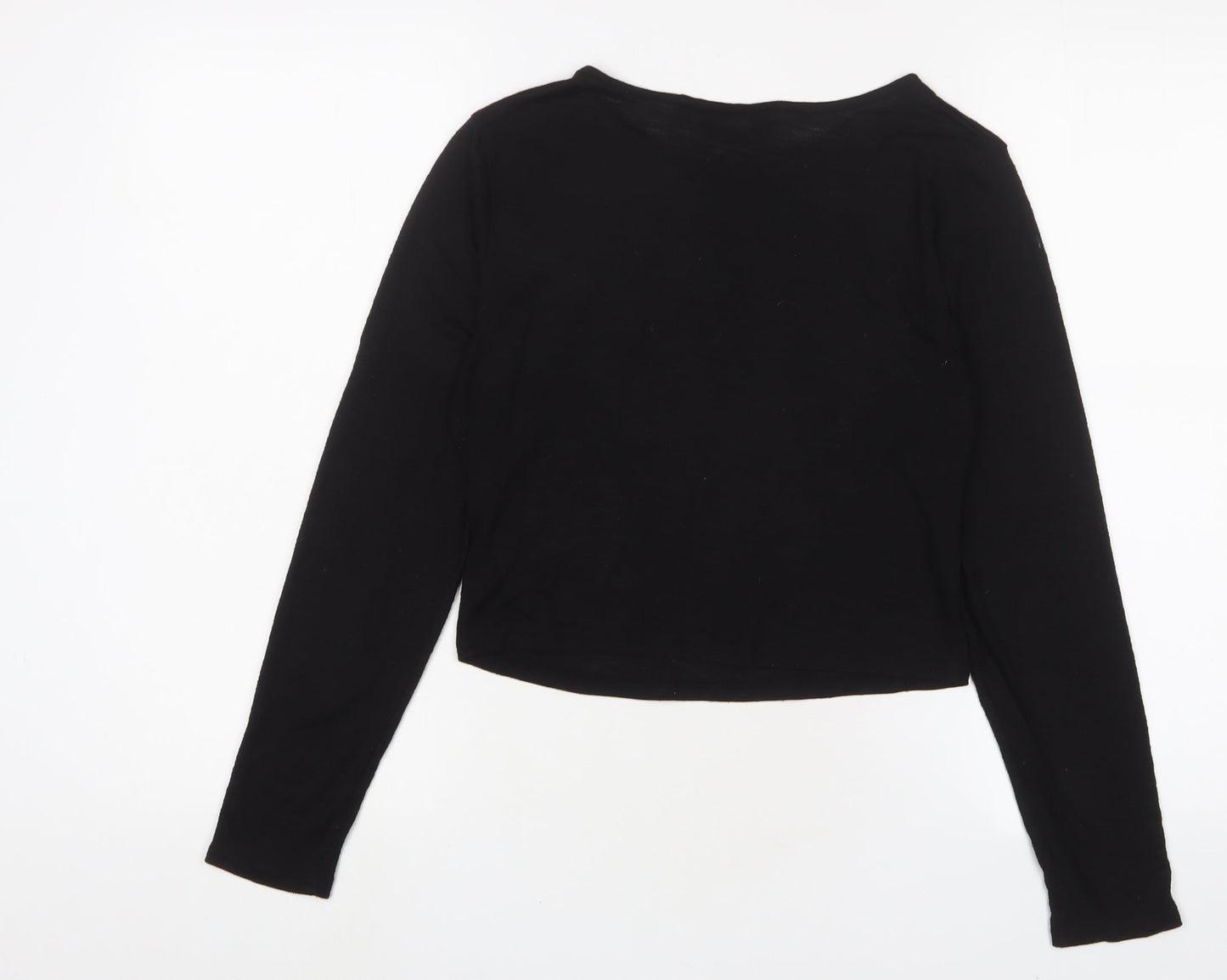 Womens UK Size 14 New Look Black Cropped T-Shirt