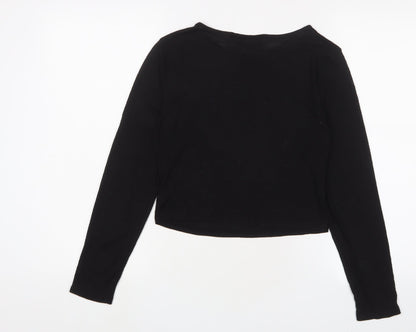 Womens UK Size 14 New Look Black Cropped T-Shirt
