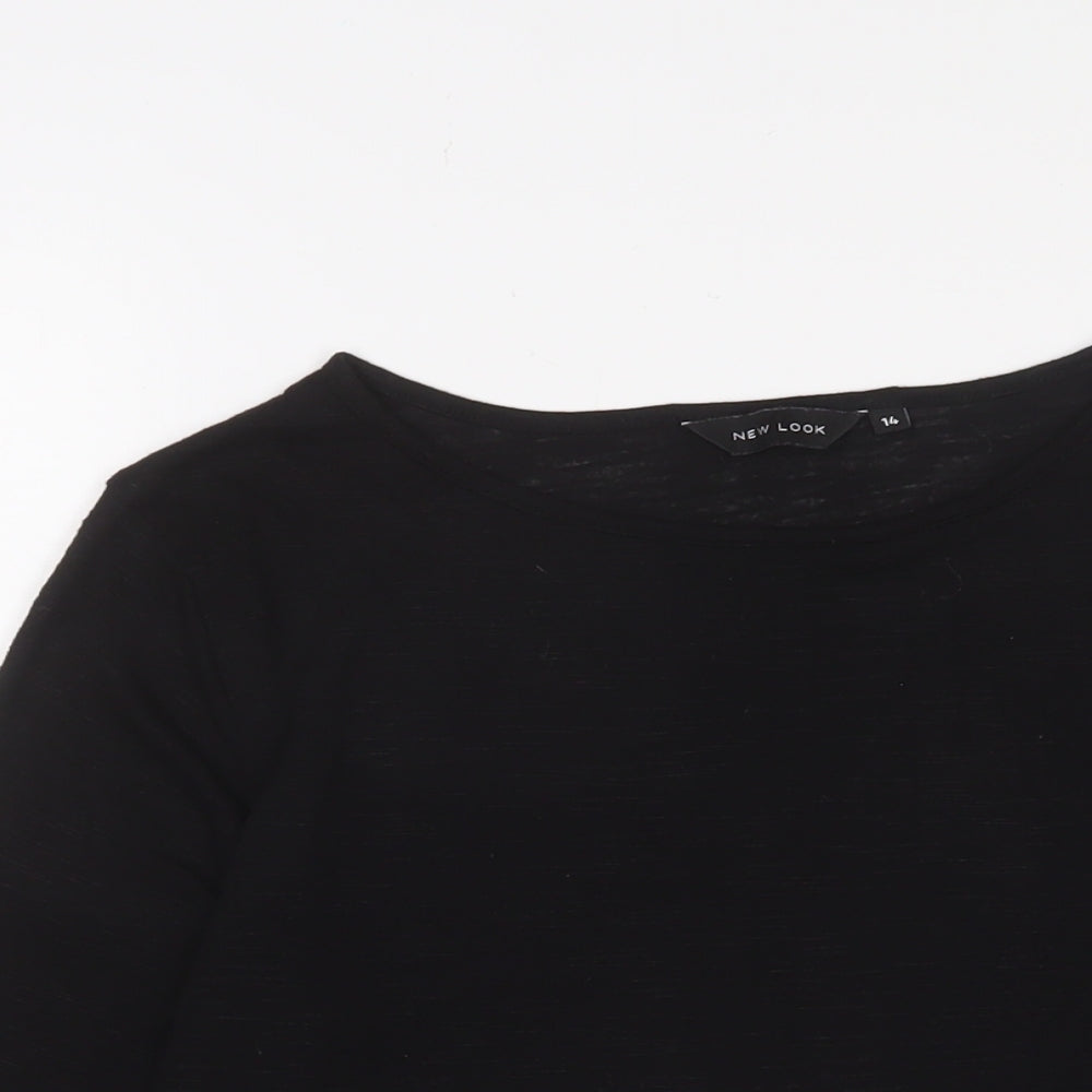 Womens UK Size 14 New Look Black Cropped T-Shirt