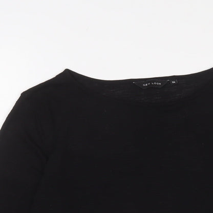 Womens UK Size 14 New Look Black Cropped T-Shirt