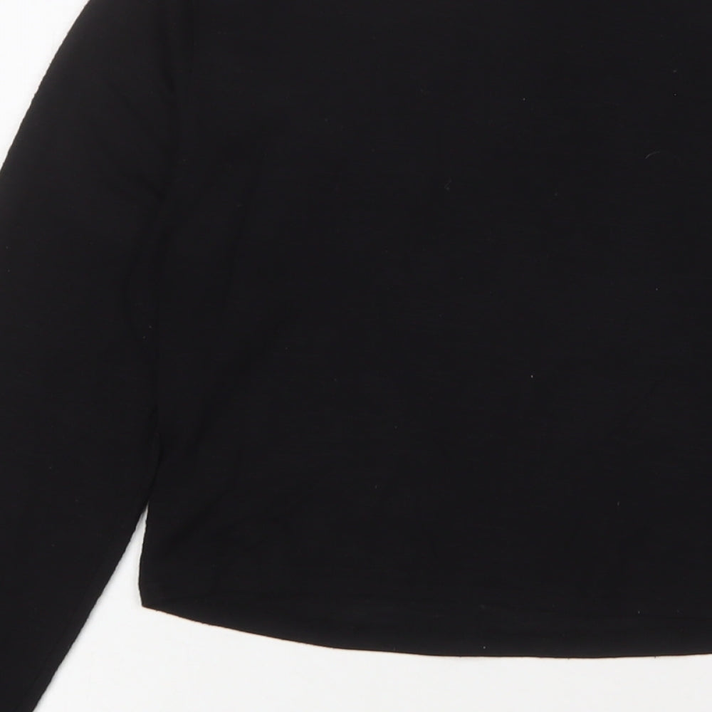 Womens UK Size 14 New Look Black Cropped T-Shirt