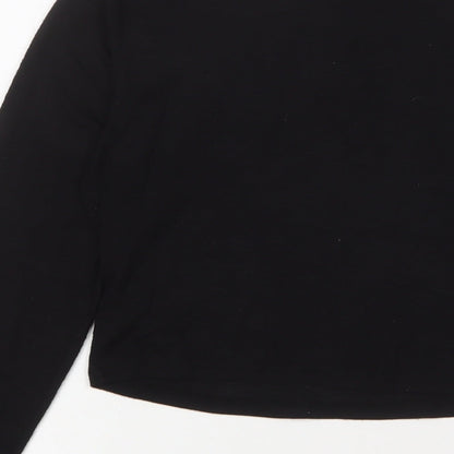 Womens UK Size 14 New Look Black Cropped T-Shirt