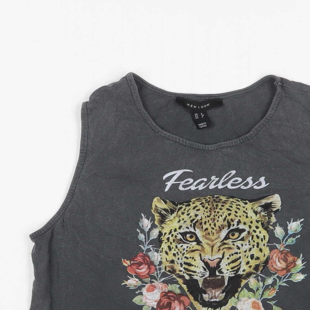 Womens UK Size 8 New Look Grey Cropped Tank
