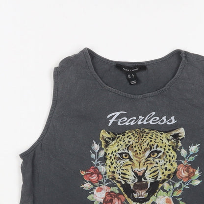 Womens UK Size 8 New Look Grey Cropped Tank