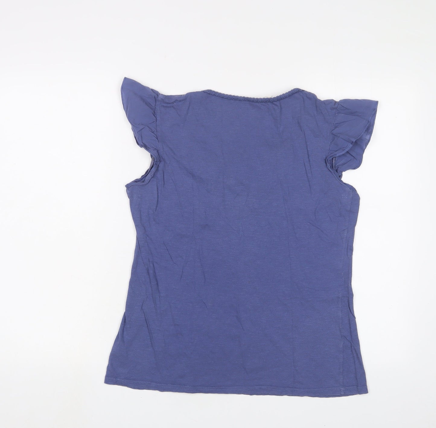 Marks and Spencer Womens Purple Cotton Basic T-Shirt Size 14 Collared