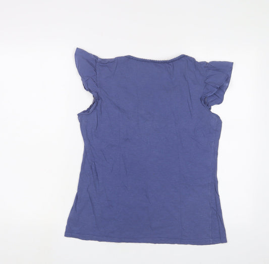 Marks and Spencer Womens Purple Cotton Basic T-Shirt Size 14 Collared