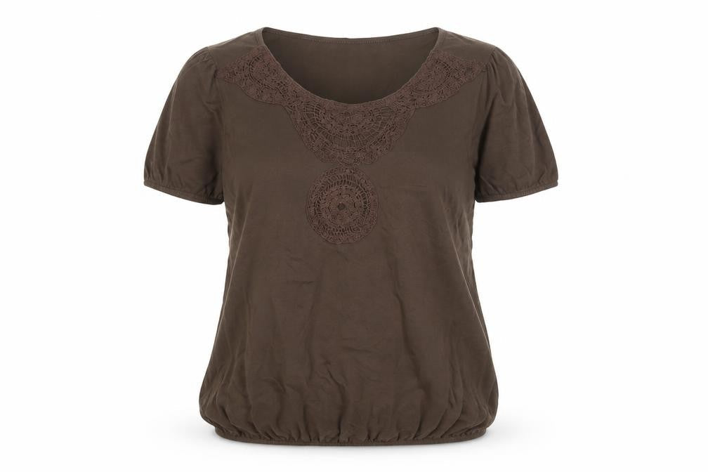 Womens UK Size 12 Cotton Traders Brown Basic T-Shirt